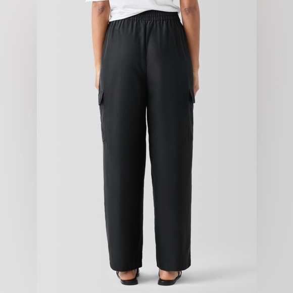 Eileen Fisher Washed Silk Cargo Pant Drawstring Wide Leg - Picture 15 of 15